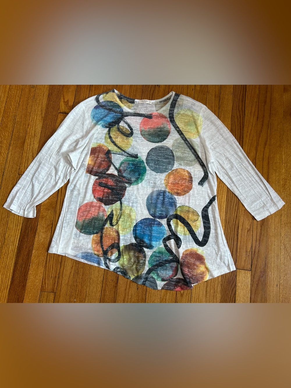 Jess & Jane Top Womens 3X Abstract Asymmetrical Artsy Boho Tunic